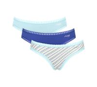 Sloggi Minislip GO Crush Mini C3P – Damen Gr. S, 95% Baumwolle/5% Elasthan, blau, mit Spitzendetails