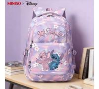 MINISO X Disney Stitch & Angel "Just Shake It" Farbverlauf Kirschblüten Rucksack, süßer Schulrucksack für Mädchen & Teenager