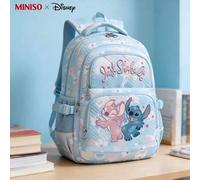 MINISO X Disney Stitch & Angel "Just Shake It" gesteppter Kirschblüten Rucksack, süßer Schulrucksack für Mädchen & Teenager