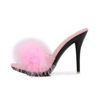 MINITOO Damen Schuhe Elegant Festlich Stiletto Hohem Absatz Sommer Pantoletten Sandalen TM030 Rosa EU 41