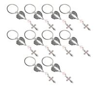 minkissy 10 Stück Schutzengel Schlüsselanhänger Kreuz mit Herzflügeln als Geschenk zur Hochzeit oder Taufe Stilvoller Anhänger aus Metall für Besondere Anlässe