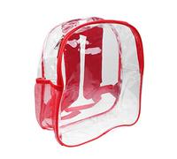 minkissy 1stück Transparenter PVC Schulrucksack Für Mädchen Roter Zipper Rucksack Mit Verstellbaren Trägern Und Netzseitentaschen Für Wasserflasche Für Und