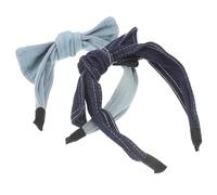minkissy 2stücke Haarband mit Schleife aus Jeans-material Breites Damen-haarband Dekorative Haarschleife für Mädchen Stilvolles Haaraccessoire für Alltag und Partys