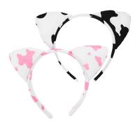 minkissy 2stücke Kuh-haarreif für Junge Mädchen Bauernhof-geburtstagsdeko Tierohren Accessoire Kopfschmuck mit Druck Haarreif für Party und Halloween als Gastgeschenk