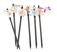minkissy 6 Stck Teiliges Chinesische Haarnadeln Vintage Holz Haarstäbchen mit Blumen und Quasten für Frauen Retro Haarschmuck für Mitteldickes bis Langes Haar Geeignet für Hochzeiten und