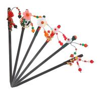 minkissy 6 Stück Teiliges Holz haarschmuck Blumen und Quaste Elegante Haarnadeln für Damen Vintage Haarstäbchen für Dutt und Dickes Haar Chinesischer Stil Langlebig und Einfach zu Tragen