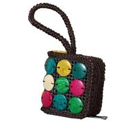 minkissy Dekorative Gewebte Handtasche Kleine Münzgeldbörse mit Reißverschluss Münzbeutel für Damen Lippenstiftetui Boho-Style Schlüsselanhänger