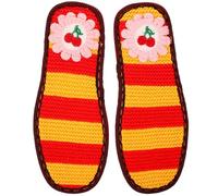 minkissy Gehäkelte Baumwoll Pantoffelsohlen mit Rutschfester Gummisohle Weiche Selbstgemacht Schuhsohlenpolster für Damen und Herren Komfortable Hausschuhzubehör