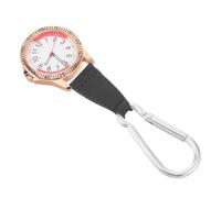 minkissy Goldene Tragbare Taschenuhr mit Karabinerclip und Lederband | Aluminiumlegierung und Kunstleder, Verstärktes Gehäuse mit Großem Zifferblatt, für Pendler und Pflegekräfte