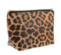 minkissy Kosmetiktasche Damen Leopard Muster Reisetasche Mit Reißverschluss Pu Leder Multifunktionaler Kulturbeutel Große Kapazität Tragbare Make up Tasche Für Reisen Und Alltag