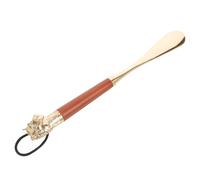 minkissy Langer Schuhlöffel mit Tigerkopf Metall und Buchenholzgriff Robuster Schuhanzieher für Senioren Reise Schuhlöffel Stilvolle Tierornament Dekoration Braun