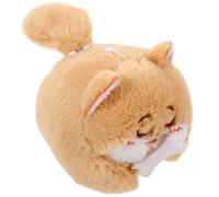 minkissy Plüsch Hund Anhänger Pull String mit Schwanzbewegung Cartoon Animal Doll Brauner Shiba Inu Schlüsselanhänger Weiches Kuscheltier Niedliche Hängende Dekoration für Taschen und
