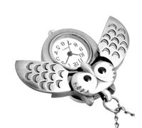 minkissy Retro Taschenuhr Eule Silber mit Ausgebreiteten Flügeln Dekorative Vintage Eulen Taschenuhr Langlebige Quarzuhr mit Kreativem Monddesign Modisches Geschenk für Familie und Freunde