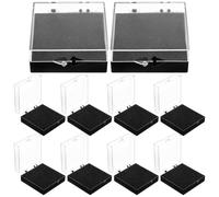 minkissy Schmuckkästchen 10 Stück 56X56X22Mm mit Transparentem Deckel und Schwarzem Schwamm Anstecknadel Displaykasten für Abzeichen und Rohsteine Geeignet für Geschenkverpackung