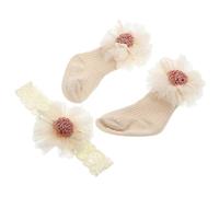 minkissy Stirnband Und Babysocken Satz Neugeborenen Haarband Mit Blumenmotiv Atmungsaktive Mid Calf Socken Aus Elastischem Material Für Babys Im Ersten Monat Praktische Babyausstattung
