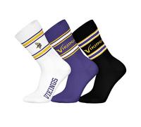 NFL Unisex Socken, 3er Pack - NFL Teams, 3Pack Crew Socks, Football, Logo, Baumwollmischung Minnesota Vikings 2 39-42