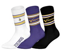 Minnesota Vikings 3pk Crew Socks - WHT/PUR/BLK - 39/42