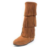 Minnetonka Damen 3-Layer Fringe Boot Mokassin Stiefel, Braun (Brown 2), 37