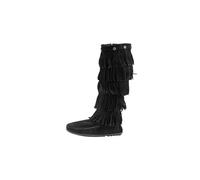 Minnetonka Damen 5-LAYERFRINGEBOOT Mokassin Stiefel, Schwarz (Black)