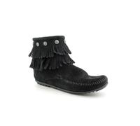 Minnetonka Damen Hi Top Back Zip Dbl Frnge Bootsschuh, Schwarz, 36.5 EU