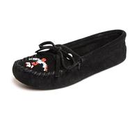 Minnetonka Damen Kilty Suede Moc Mokassin, Schwarz