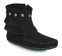 Minnetonka Damenstiefel DOUBLE FRINGE SIDE ZIP BOOT in Schwarz 37