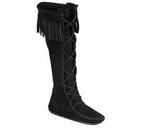 Minnetonka Damenstiefel FRONT LACE HARDSOLE KNEE HI BOOT in Schwarz 37