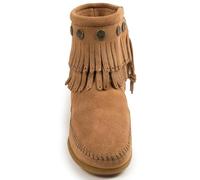Minnetonka Damen DOUBLE FRINGE SIDE ZIP BOOT Mokassin Stiefel, Beige (Taupe 7T), 37