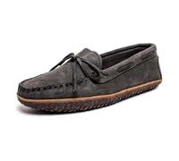 Minnetonka Herren-Mokassin aus Wildleder, wasserabweisend, für drinnen und draußen, mit MinnTREAD Gummisohle, Grau Ruff, 46 EU