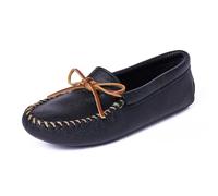 Minnetonka Herren-Mokassin, doppelte Hirschleder-Softsohle, Schwarz (Black Deerskin), 46 EU