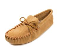 Minnetonka Herren-Mokassin mit Lederschnürung, weiche Ledersohle, Hellbraun, 10.5 Wide