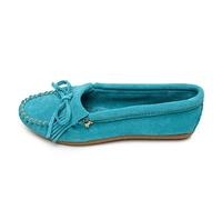 Minnetonka Kilty Damen-Mokassins, Grün - Turquoise-suede - Größe: 42