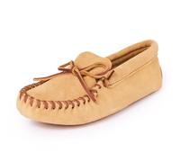 Minnetonka Herren Leather Laced Softsole Mokassin, Beige (Tan), 43.5 EU