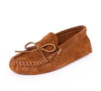 Minnetonka Men's Leather Laced Softsole Moccasin, Brown, 8.5 W
