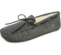 Minnetonka Men's Sheepskin Softsole Moccasins 11 M Grey