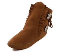 Minnetonka Mens Two Button Softsole Boot, Brown, Size 13