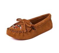 Minnetonka Thunderbird Animikii Damen-Mokassins mit weicher Ledersohle, mit Perlen, Braun, 6.5