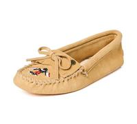 Minnetonka Thunderbird Animikii Damen-Mokassins mit weicher Ledersohle, mit Perlen, Hellbraun, 41 EU