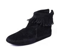 Minnetonka Women's Back Zipper Bootie,Softsole Black,8.5 M US