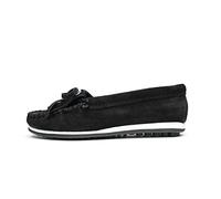 Minnetonka Womens Kilty Plus Moccasin, Black Suede, Size 9