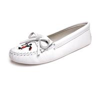 Minnetonka Women's Thunderbird Soft Leather Sole Moccasin, Weiß glatt, 40 EU