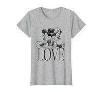 Minnie And Mickey Mouse Love T-Shirt, Damen, Grau Meliert, XS