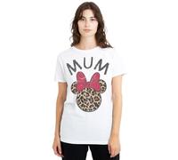 Minnie Damen Mouse Mother's Day Leopard Print Mum Ladies Shirt, White, Weiß, M EU