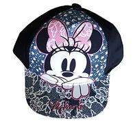 Minnie Maus Kappe Base Cap, Mütze mit Spitzen Motiv auf dem Schirm für Kinder, Jungen und Mädchen (Schwarz, 48)