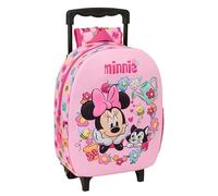 Minnie Mouse 3D-Kinderrucksack mit Rädern, ideal für Kinder verschiedener Altersgruppen, bequem und vielseitig, Qualität und Widerstandsfähigkeit, 27 x 10 x 33 cm