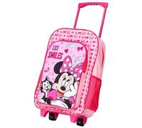 Minnie Mouse Deluxe Trolley Rucksack Kinder Reisetasche Kinder Charakter Gepäck Träger Koffer mit seitlichen Netztaschen, rose, Trolley Rucksack mit verstellbaren Gurten und Rollen