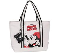 Minnie Mouse Disney BEIGE Damen Umhängetasche, GROSS Shopper mit Schlüsselring JUGEND (Beige Minnie B)