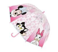 Minnie Mouse Kinder-Regenschirm für Mädchen, transparent, Rosa, 45 cm, 100% POE, manuelle Öffnung und robuste Glasfaserstruktur, offizielles Disney-Lizenzprodukt für Regen und Spaziergänge