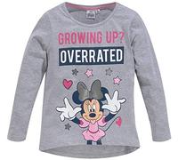 Minnie Mouse Langarm T-Shirt für Mädchen Gr 98 104 110 116 128 Glitzer Warm + Weich Minni Maus Longsleeve Kita + Schule (grau, 116)