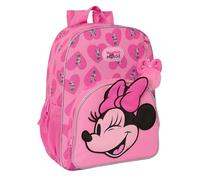 Minnie Mouse Love Schulrucksack für Kinder, Kinderrucksack, anpassbar an Kinderwagen, ideal für Kinder im Schulalter, bequem und vielseitig, Qualität und Widerstandsfähigkeit, 33 x 14 x 42 cm, Rosa